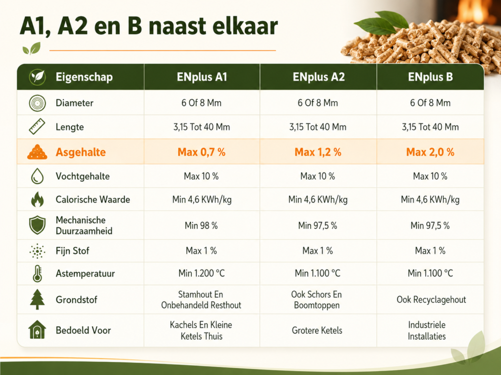 ENplus A1, A2 en B vergelijken