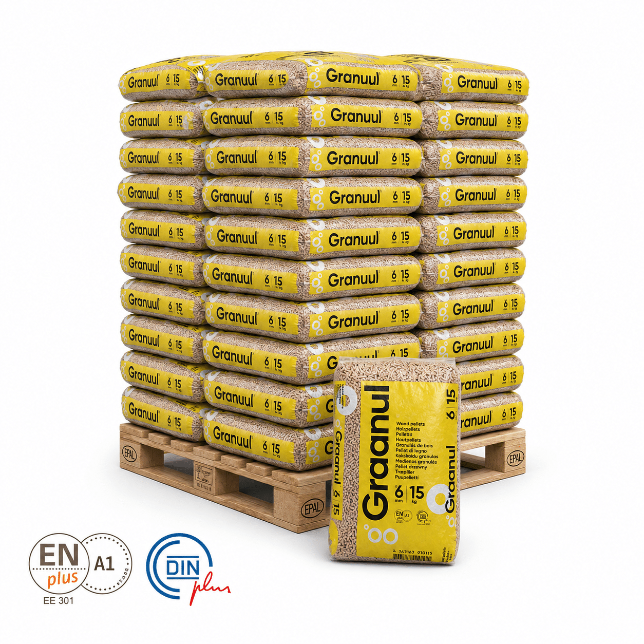 Hele pallet houtpellets Granuul pellets 65 zakken
